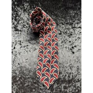 Brandini Le Collezioni Tie 100% Silk Navy Burgundy Paisley Made USA 3.75"